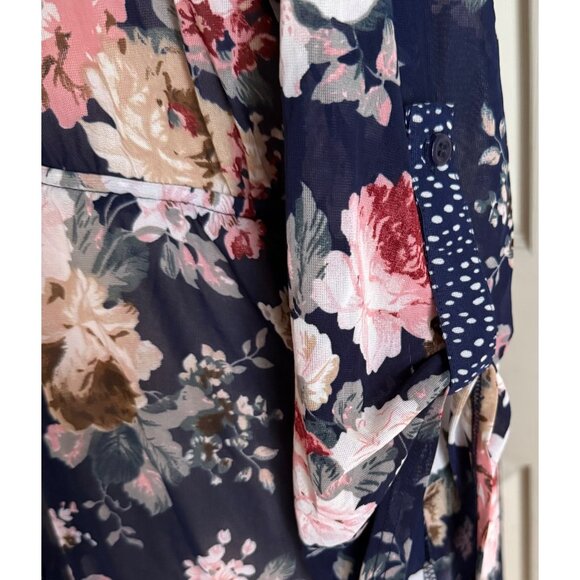 size 2X Siren Lily tie waist Floral Navy Maternity Tunic top blouse - Picture 6 of 6